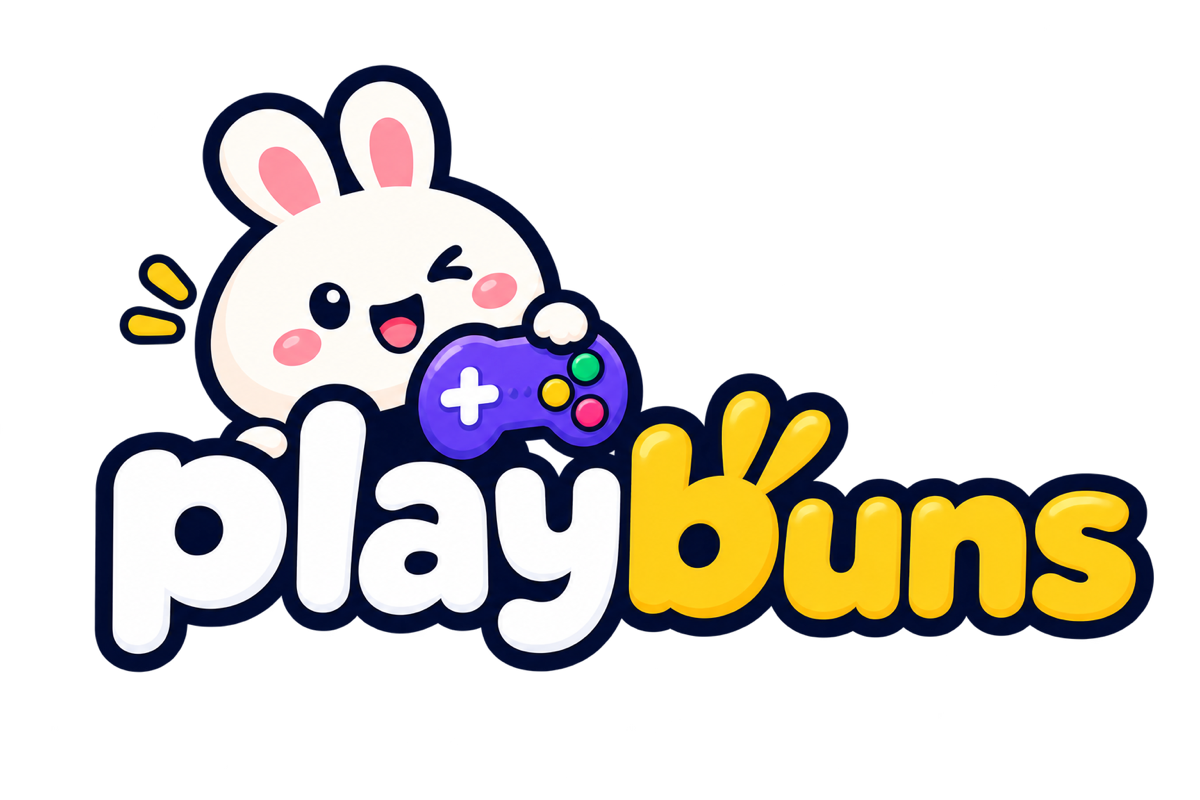 playbuns — 게임 컨트롤러를 든 토끼 로고